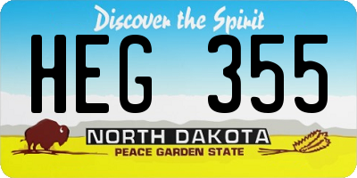ND license plate HEG355