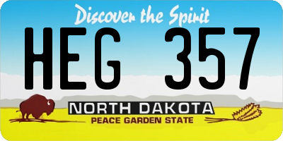 ND license plate HEG357