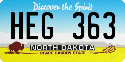 ND license plate HEG363