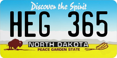 ND license plate HEG365