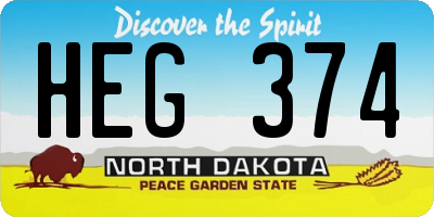 ND license plate HEG374