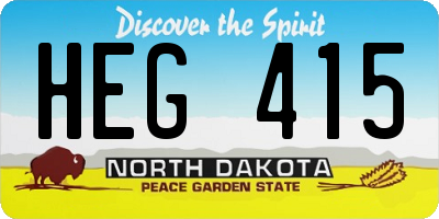 ND license plate HEG415