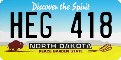 ND license plate HEG418