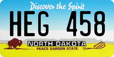 ND license plate HEG458