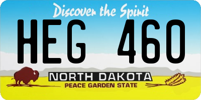 ND license plate HEG460