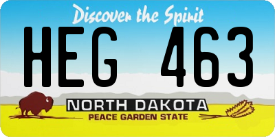 ND license plate HEG463