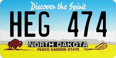 ND license plate HEG474