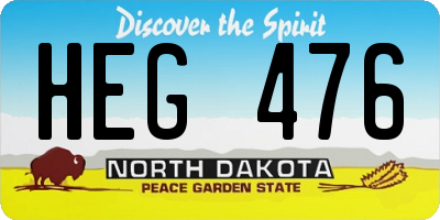 ND license plate HEG476