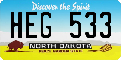 ND license plate HEG533