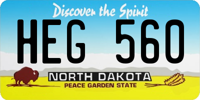 ND license plate HEG560