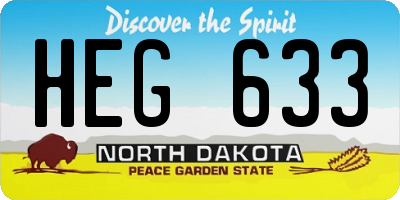 ND license plate HEG633