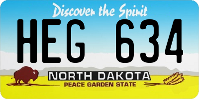 ND license plate HEG634