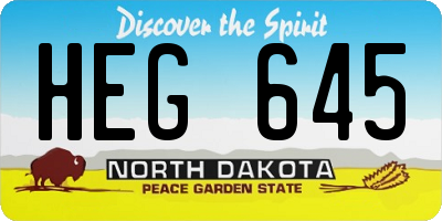 ND license plate HEG645