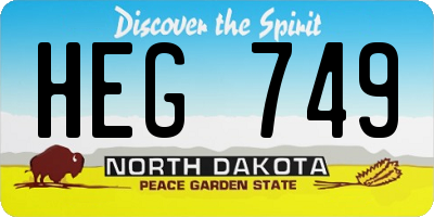 ND license plate HEG749