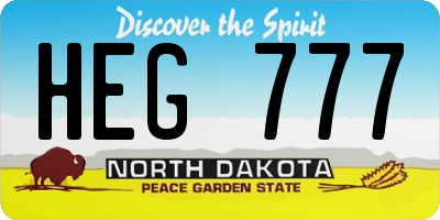 ND license plate HEG777