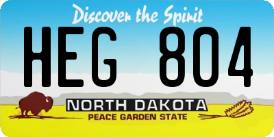 ND license plate HEG804