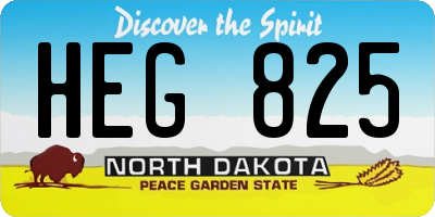 ND license plate HEG825