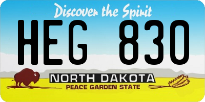 ND license plate HEG830