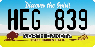 ND license plate HEG839