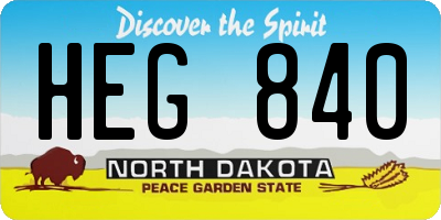 ND license plate HEG840