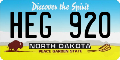 ND license plate HEG920