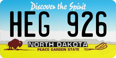 ND license plate HEG926