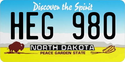 ND license plate HEG980