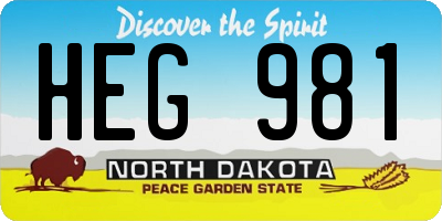 ND license plate HEG981