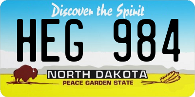 ND license plate HEG984