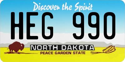 ND license plate HEG990
