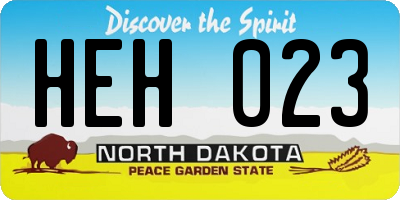 ND license plate HEH023
