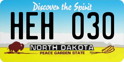 ND license plate HEH030