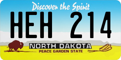 ND license plate HEH214