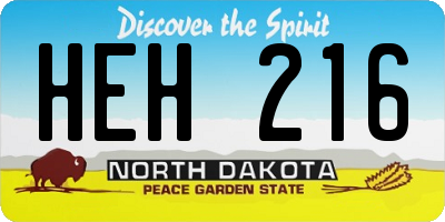 ND license plate HEH216
