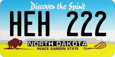 ND license plate HEH222