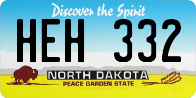 ND license plate HEH332