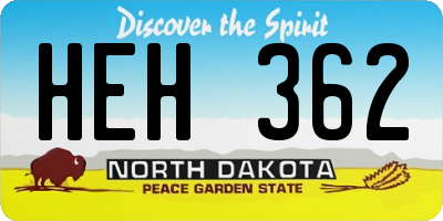 ND license plate HEH362