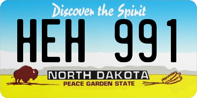 ND license plate HEH991