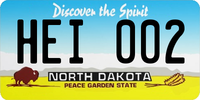 ND license plate HEI002