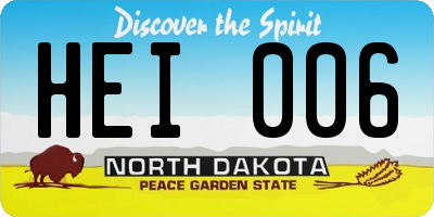 ND license plate HEI006