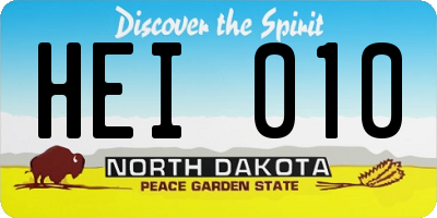 ND license plate HEI010