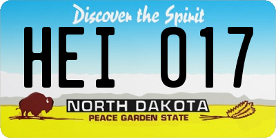 ND license plate HEI017