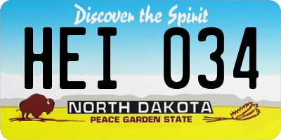 ND license plate HEI034