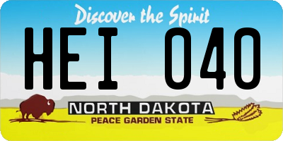ND license plate HEI040