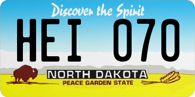 ND license plate HEI070