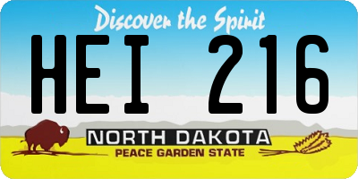 ND license plate HEI216