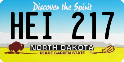 ND license plate HEI217