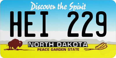 ND license plate HEI229