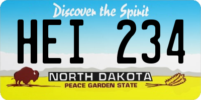 ND license plate HEI234