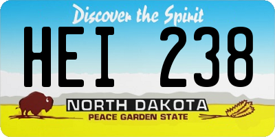 ND license plate HEI238